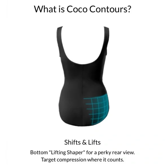 Coco Contours Reef Solitaire Bra Underwire One Piece Swimsuit Shaping Black 16 - Picture 8 of 14